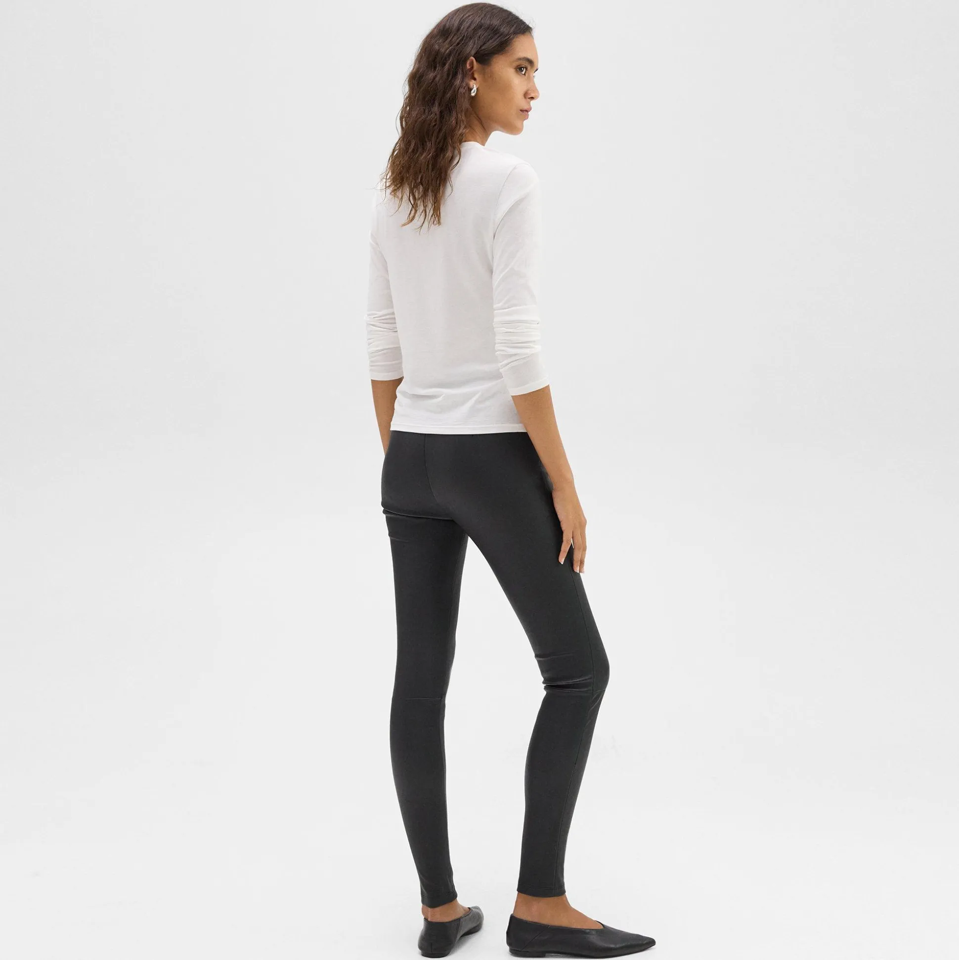 Theory High-Waist Legging In Leather-Women Pants