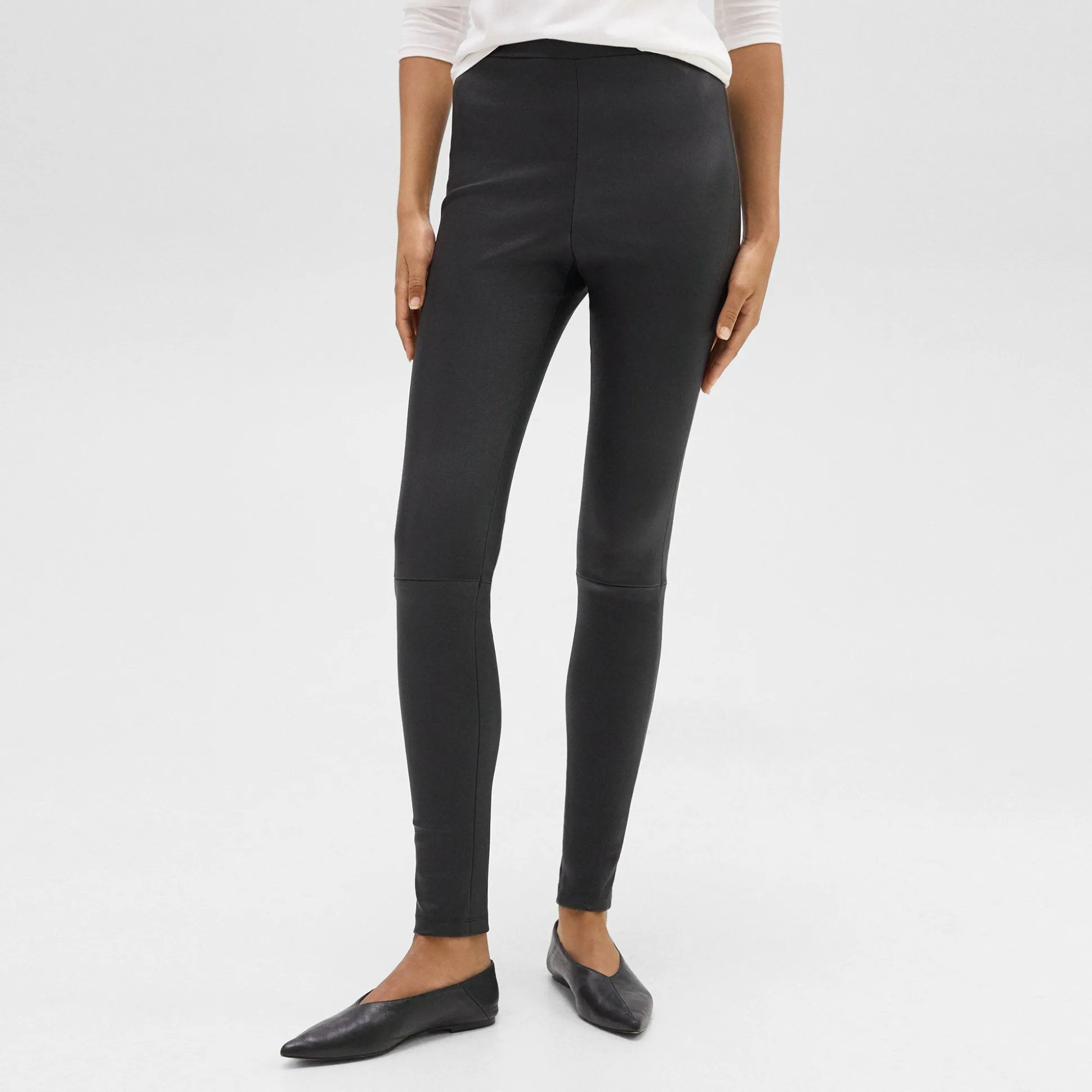 Theory High-Waist Legging In Leather-Women Pants