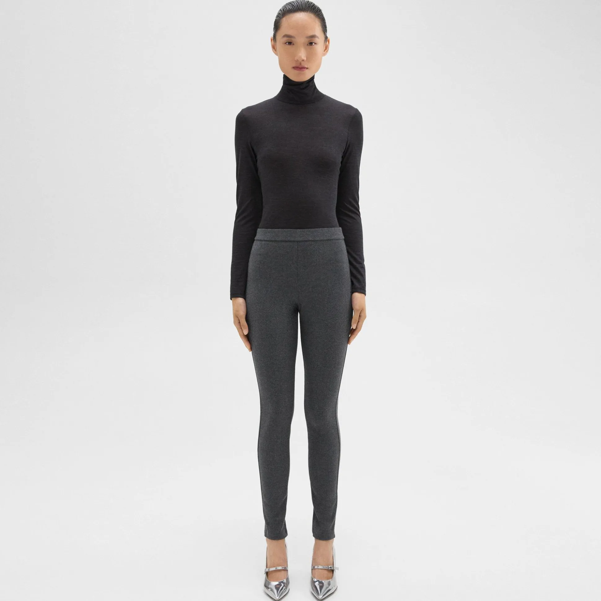 Theory High-Waist Legging In Stretch Flannel-Women Pants
