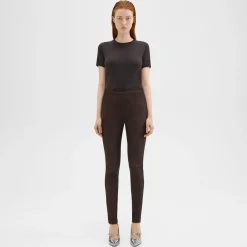 Theory High-Waist Legging In Suede-Women Pants