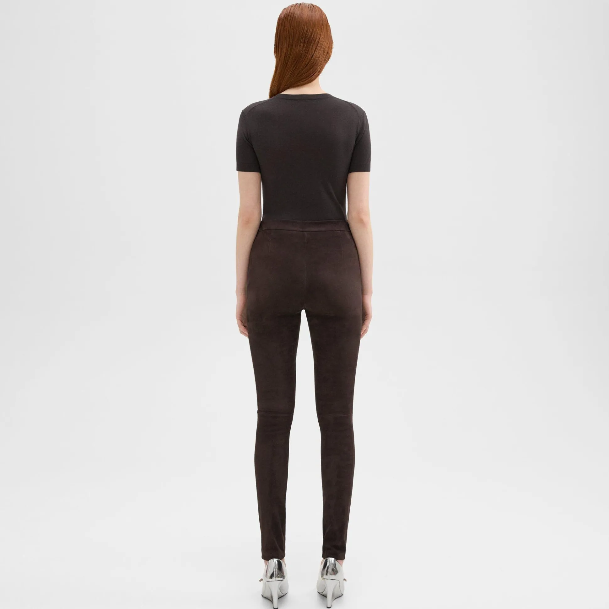 Theory High-Waist Legging In Suede-Women Pants