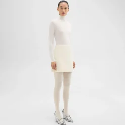 Theory High-Waist Mini Skirt In Double-Face Wool-Cashmere-Women Skirts