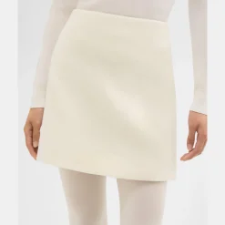 Theory High-Waist Mini Skirt In Double-Face Wool-Cashmere-Women Skirts