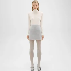 Theory High-Waist Mini Skirt In Double-Face Wool-Cashmere-Women Skirts