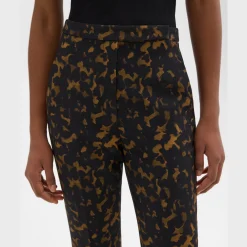 Theory High-Waist Slim Crop Pant In Tortoiseshell Printed Crepe-Women Suits|Pants