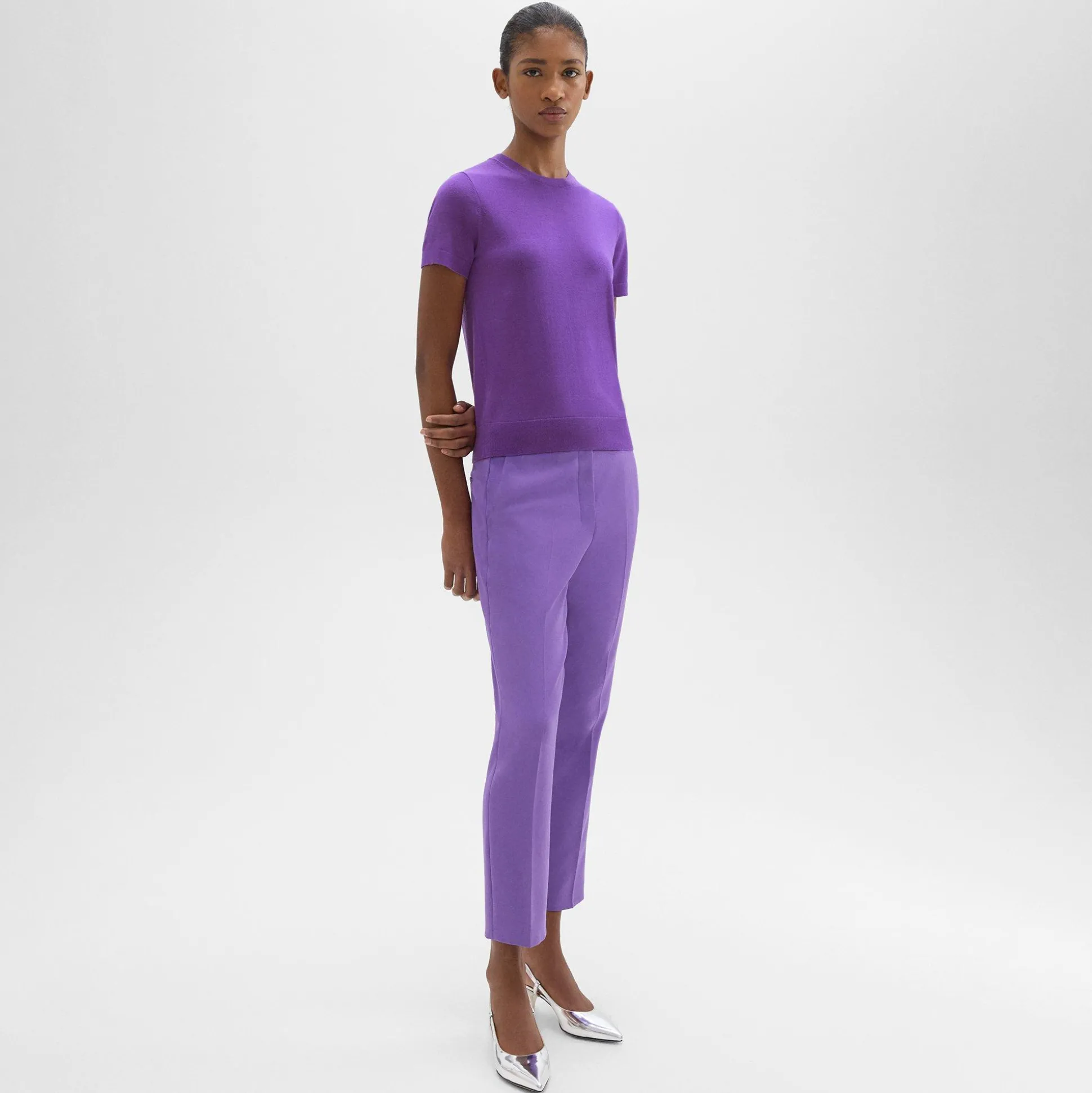 Theory High-Waist Slim Crop Pant In Admiral Crepe-Women Suits|Pants