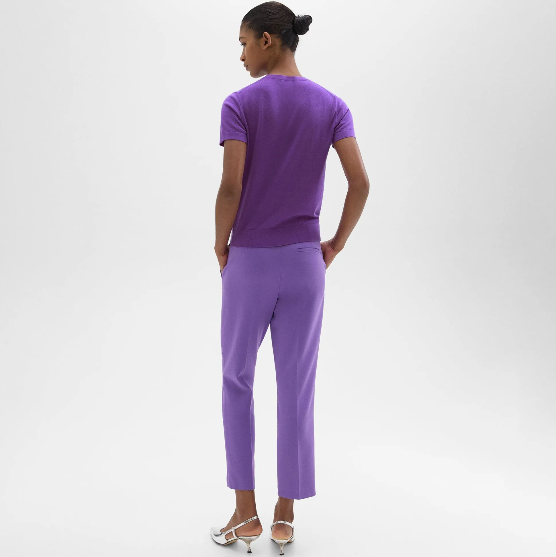 Theory High-Waist Slim Crop Pant In Admiral Crepe-Women Suits|Pants