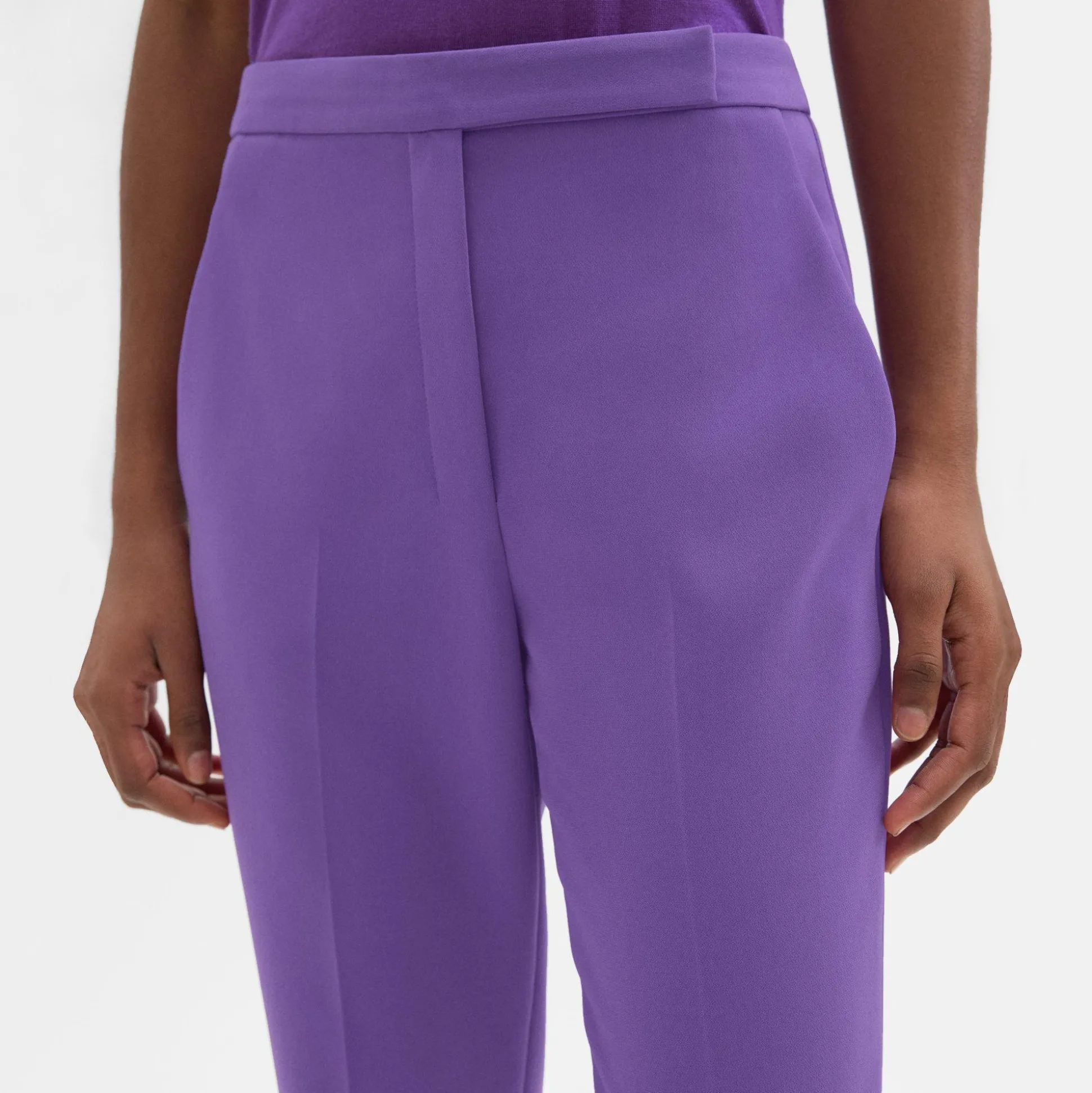 Theory High-Waist Slim Crop Pant In Admiral Crepe-Women Suits|Pants