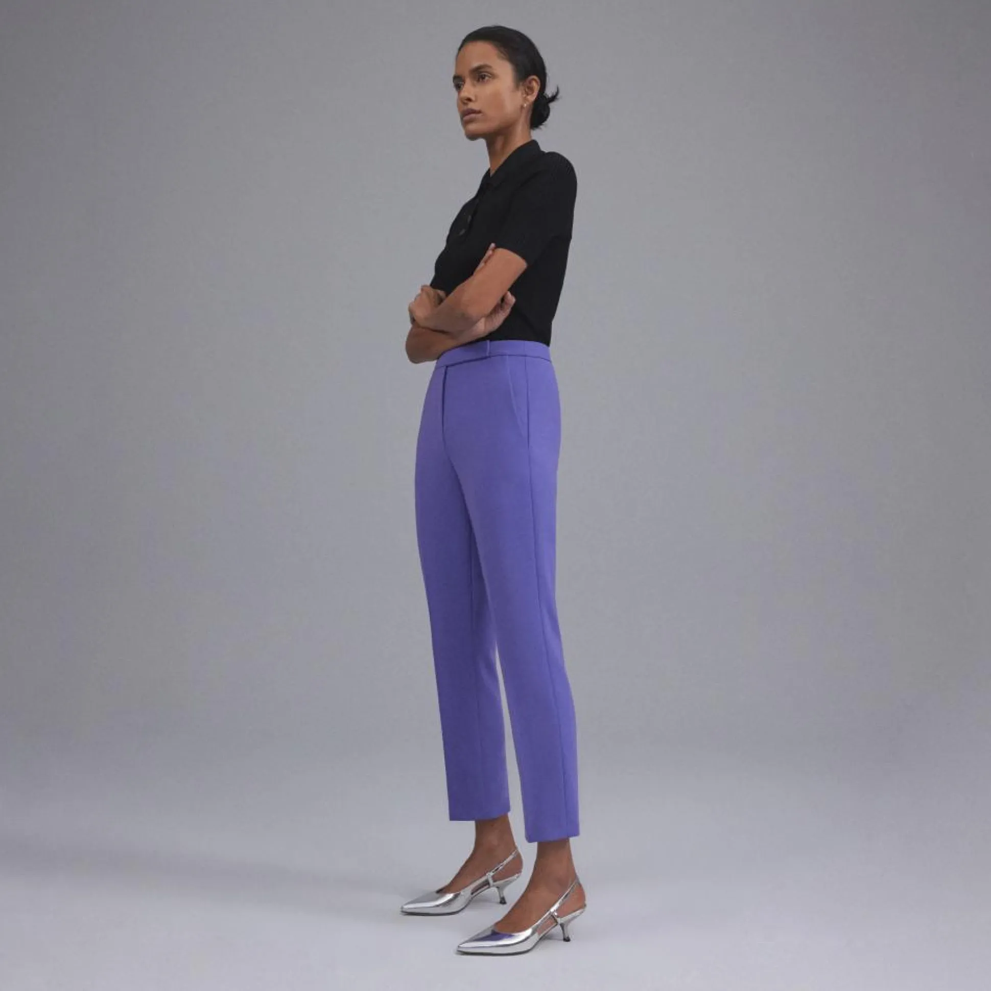 Theory High-Waist Slim Crop Pant In Admiral Crepe-Women Suits|Pants