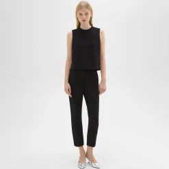 Theory High-Waist Slim Crop Pant In Admiral Crepe-Women Suits|Pants