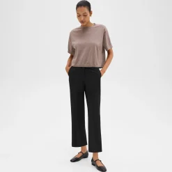 Theory High-Waist Straight-Leg Pant In Good Wool-Women Suits|Pants
