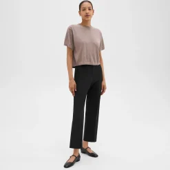 Theory High-Waist Straight-Leg Pant In Good Wool-Women Suits|Pants