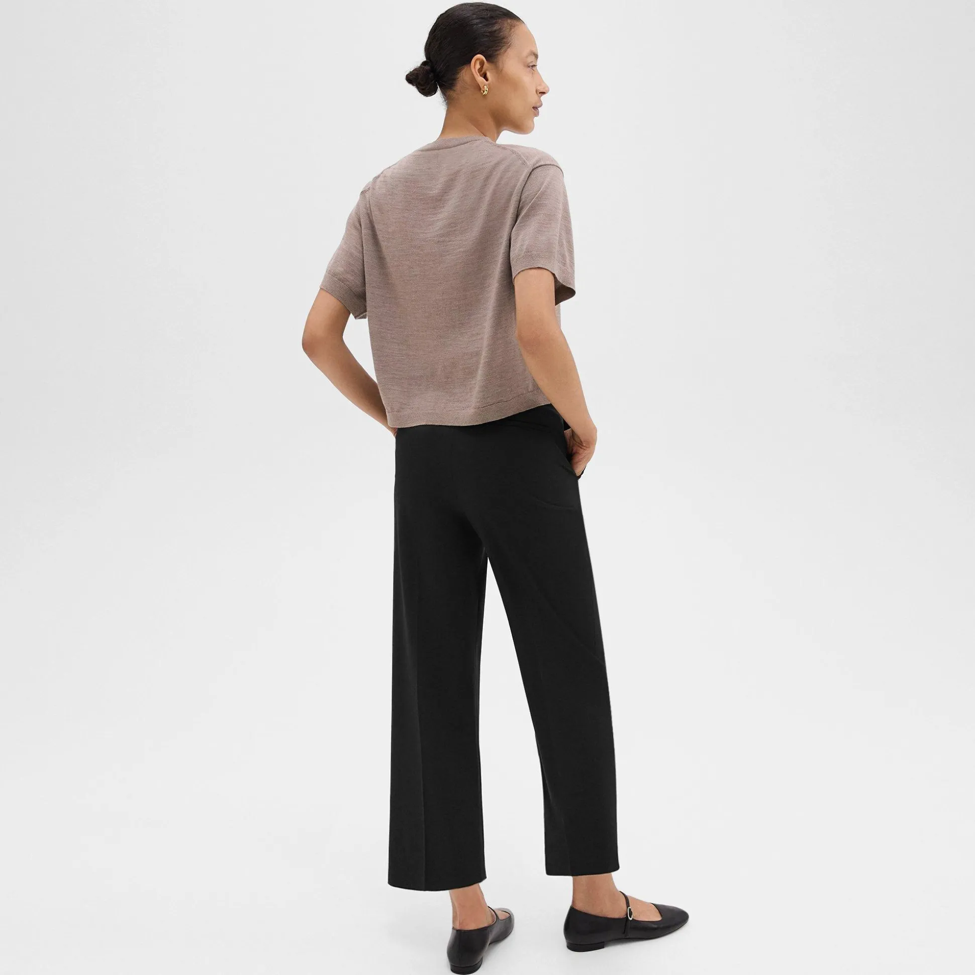 Theory High-Waist Straight-Leg Pant In Good Wool-Women Suits|Pants