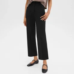 Theory High-Waist Straight-Leg Pant In Good Wool-Women Suits|Pants