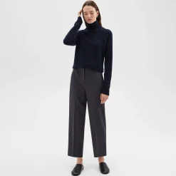 Theory High-Waist Straight-Leg Pant In Good Wool-Women Pants