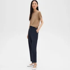 Theory High-Waist Straight-Leg Pant In Good Wool-Women Pants|Suits