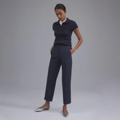 Theory High-Waist Straight-Leg Pant In Good Wool-Women Pants|Suits