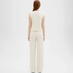 Theory High-Waist Wide-Leg Pant In Striped Admiral Crepe-Women Pants