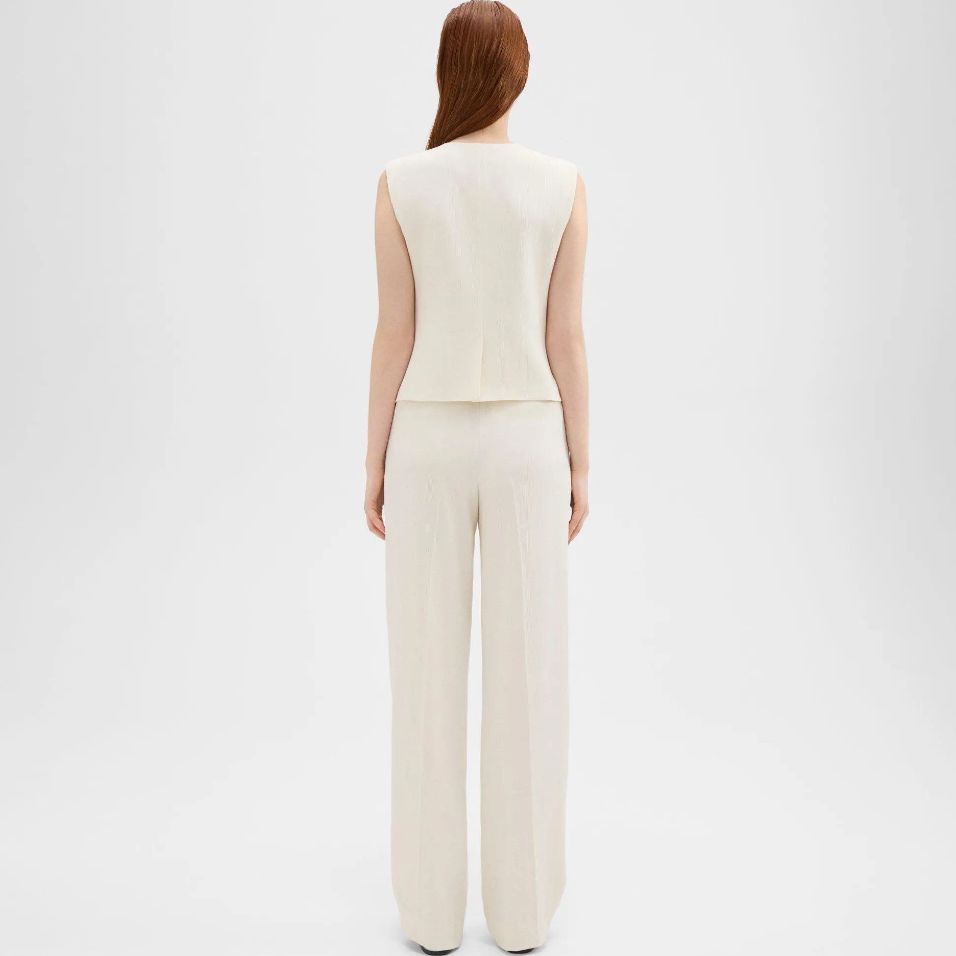 Theory High-Waist Wide-Leg Pant In Striped Admiral Crepe-Women Pants