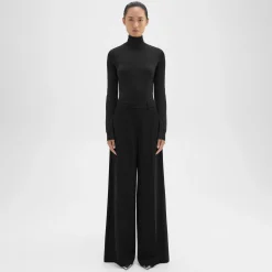 Theory High-Waist Wide-Leg Pant In Admiral Crepe-Women Suits|Pants