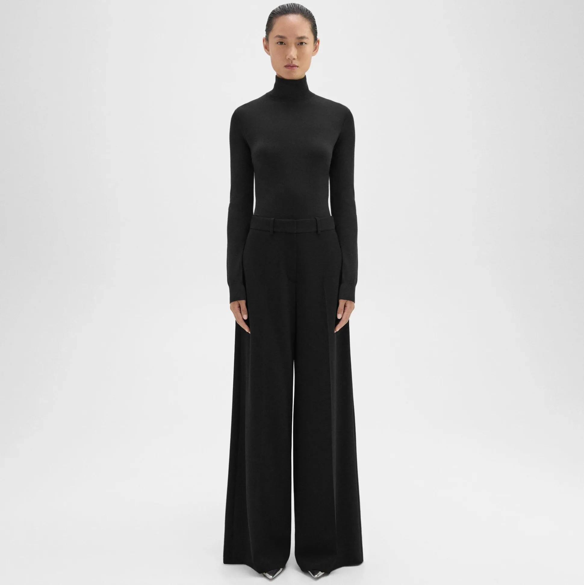 Theory High-Waist Wide-Leg Pant In Admiral Crepe-Women Suits|Pants