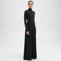 Theory High-Waist Wide-Leg Pant In Admiral Crepe-Women Suits|Pants