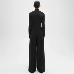 Theory High-Waist Wide-Leg Pant In Admiral Crepe-Women Suits|Pants