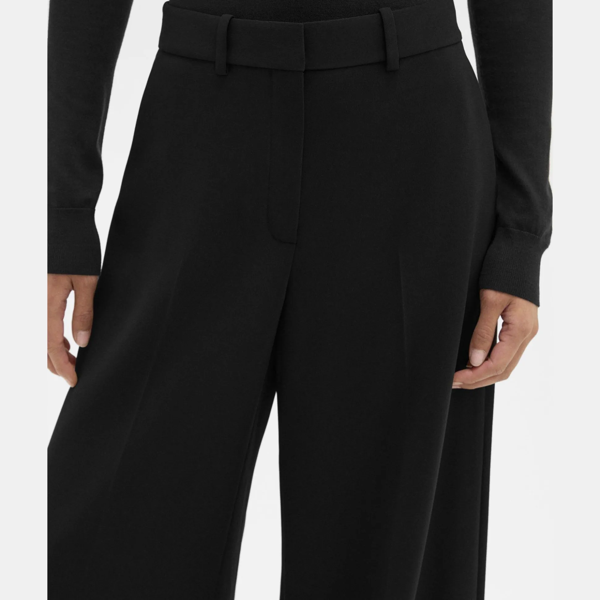 Theory High-Waist Wide-Leg Pant In Admiral Crepe-Women Suits|Pants