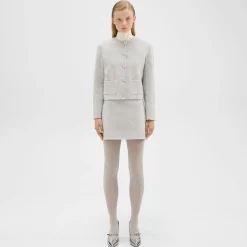 Theory High-Waisted Mini Skirt In Checked Double-Face Wool-Women Skirts