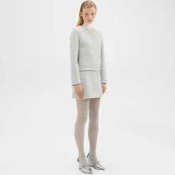 Theory High-Waisted Mini Skirt In Checked Double-Face Wool-Women Skirts