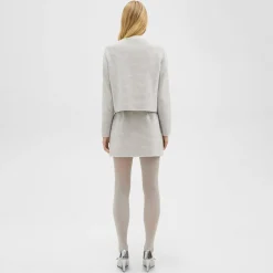 Theory High-Waisted Mini Skirt In Checked Double-Face Wool-Women Skirts