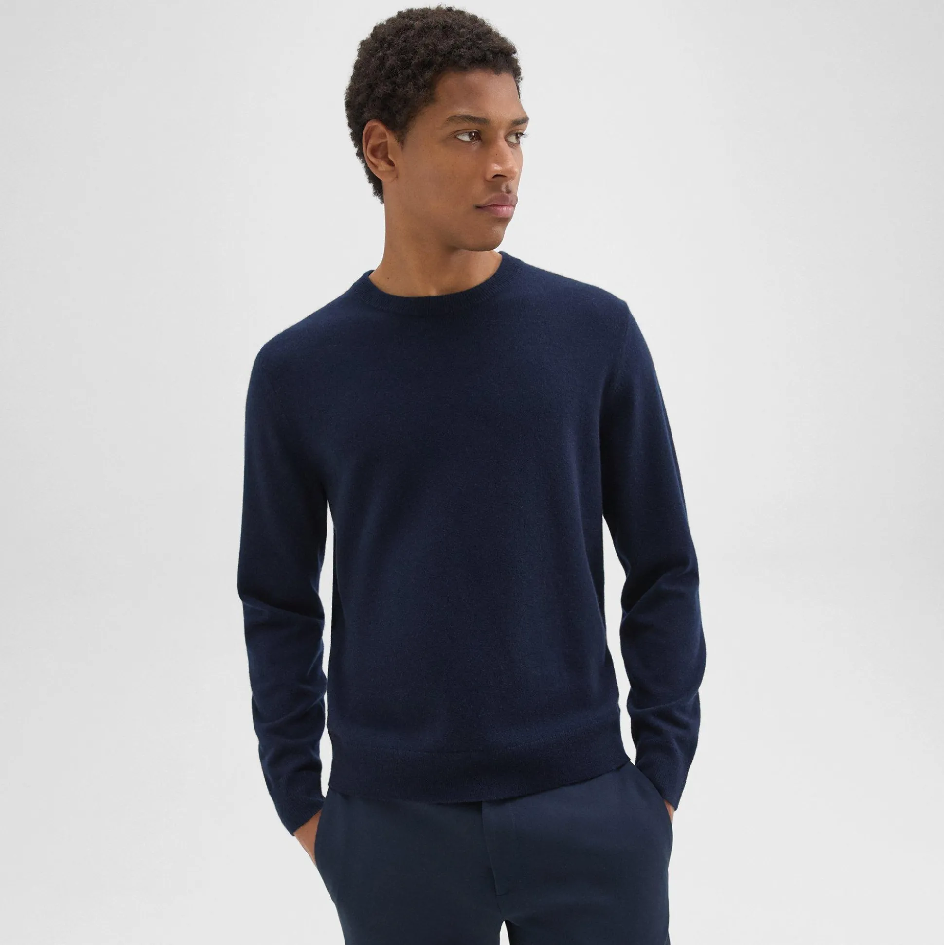 Theory Hilles Crewneck Sweater In Cashmere-Men Sweaters + Cardigans
