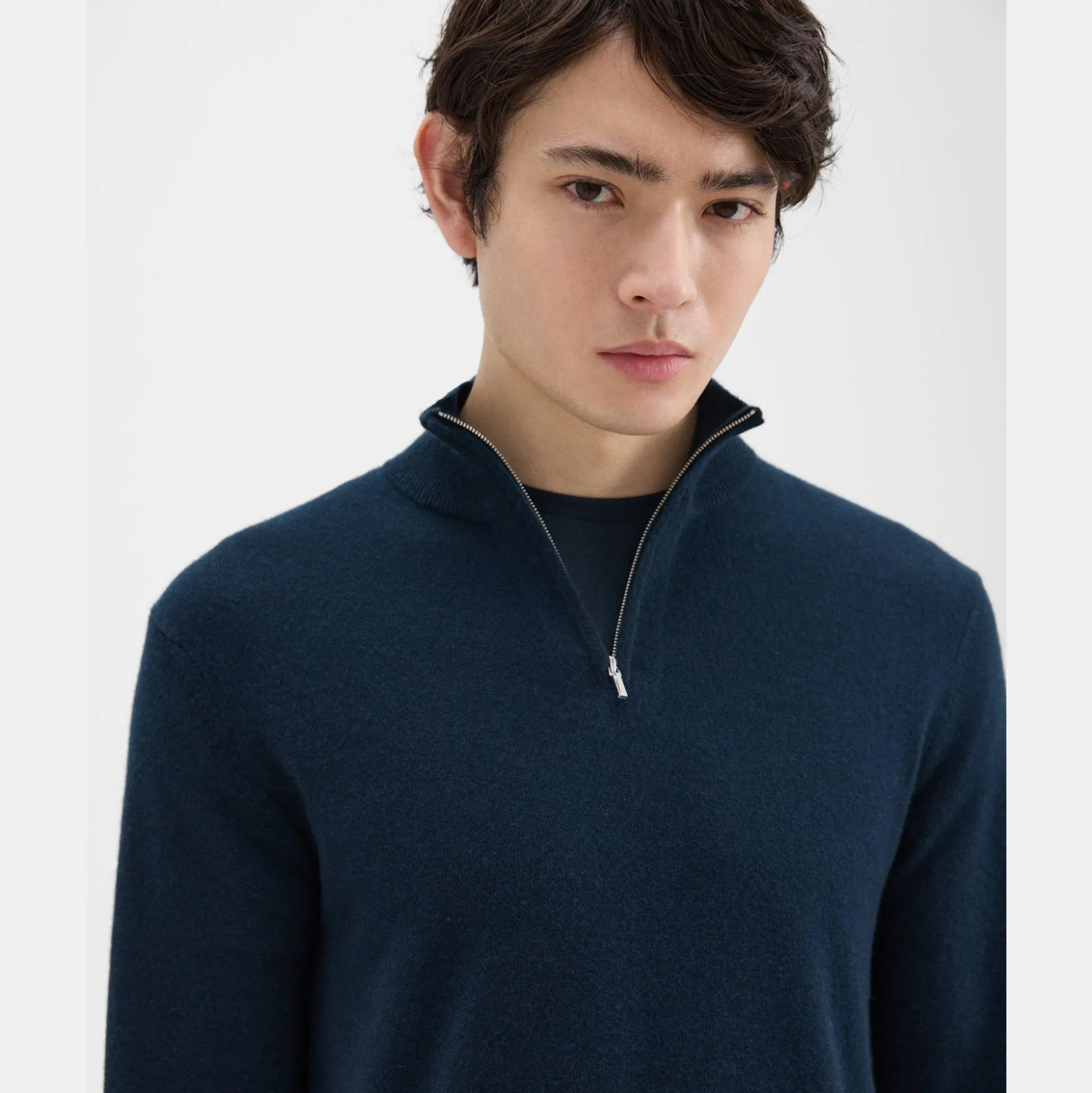 Theory Hilles Quarter-Zip Sweater In Cashmere-Men Sweaters + Cardigans