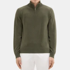 Theory Hilles Quarter-Zip Sweater In Cashmere-Men Sweaters + Cardigans
