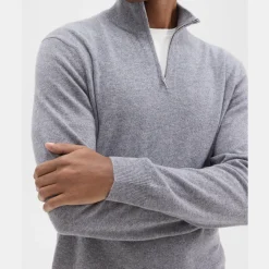 Theory Hilles Quarter-Zip Sweater In Cashmere-Men Sweaters + Cardigans