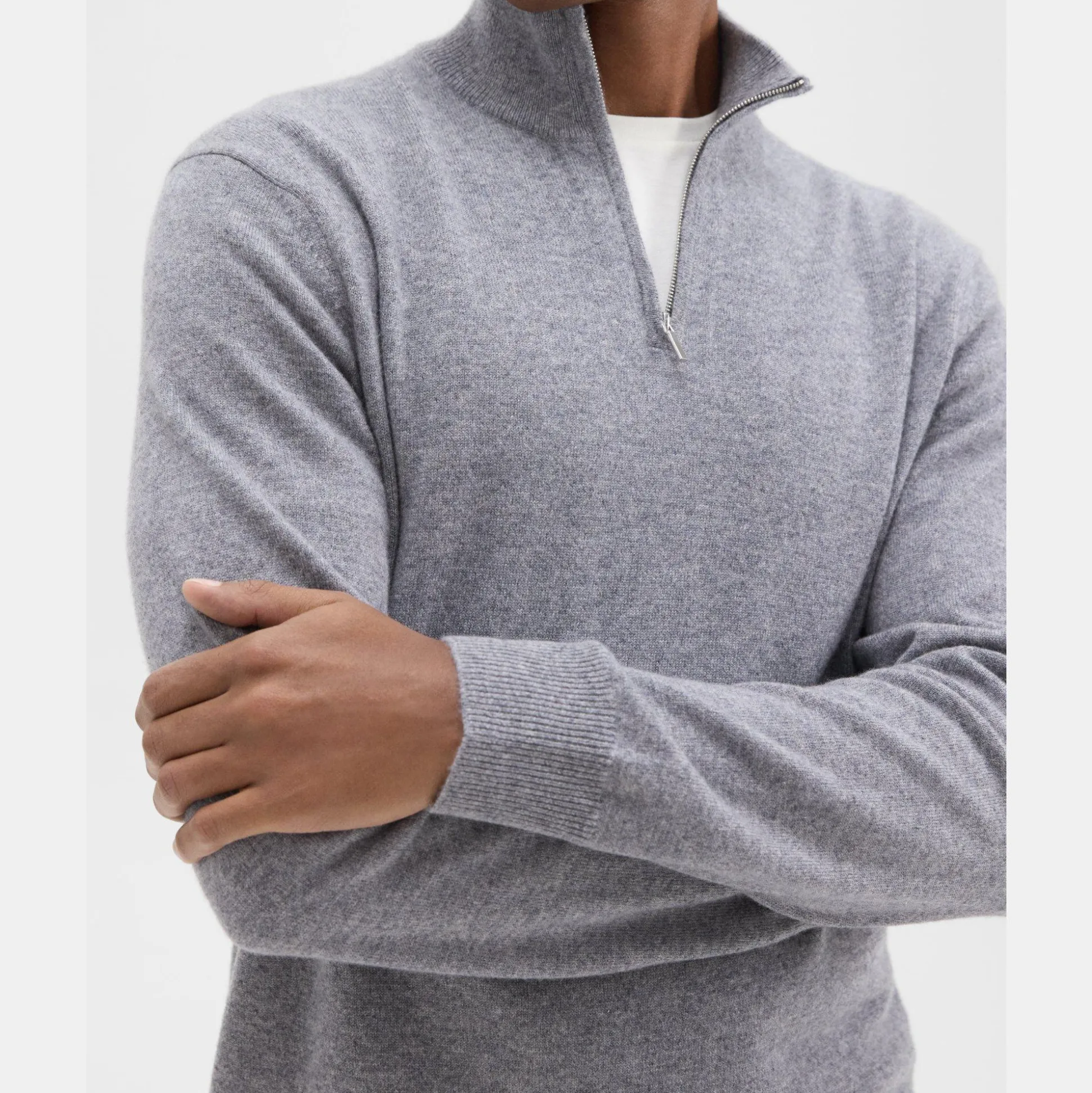 Theory Hilles Quarter-Zip Sweater In Cashmere-Men Sweaters + Cardigans