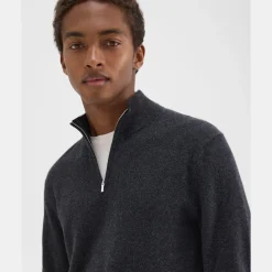 Theory Hilles Quarter-Zip Sweater In Cashmere-Men Sweaters + Cardigans