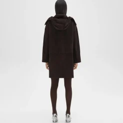 Theory Hooded Reversible Coat In Shearling-Women Outerwear