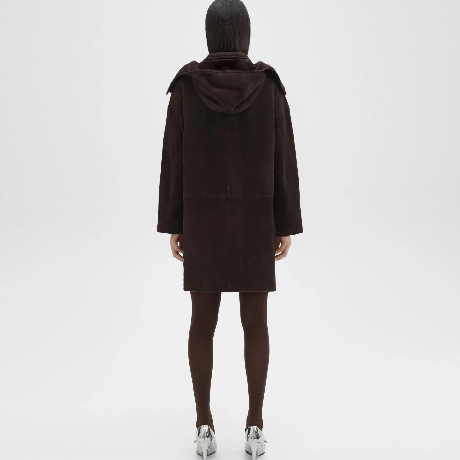 Theory Hooded Reversible Coat In Shearling-Women Outerwear