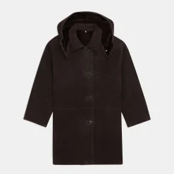 Theory Hooded Reversible Coat In Shearling-Women Outerwear