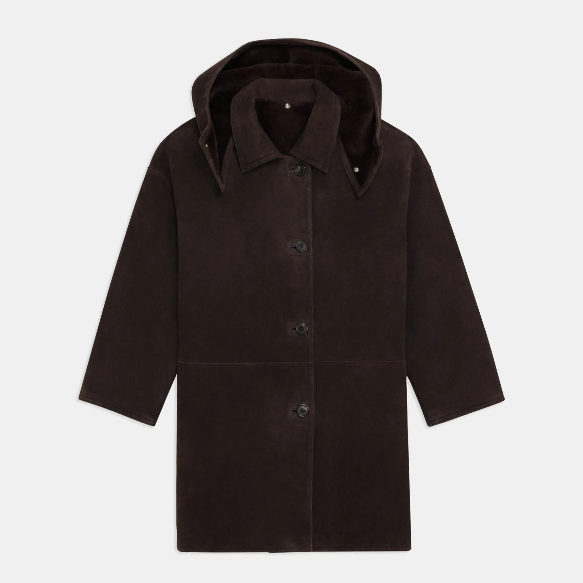 Theory Hooded Reversible Coat In Shearling-Women Outerwear