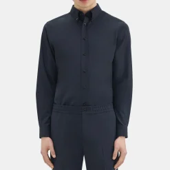 Theory Hugh Shirt In Stretch Wool-Men Shirts