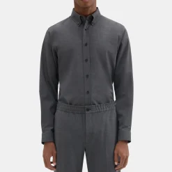 Theory Hugh Shirt In Stretch Wool-Men Shirts