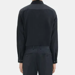 Theory Hugh Shirt In Wool Flannel-Men Shirts