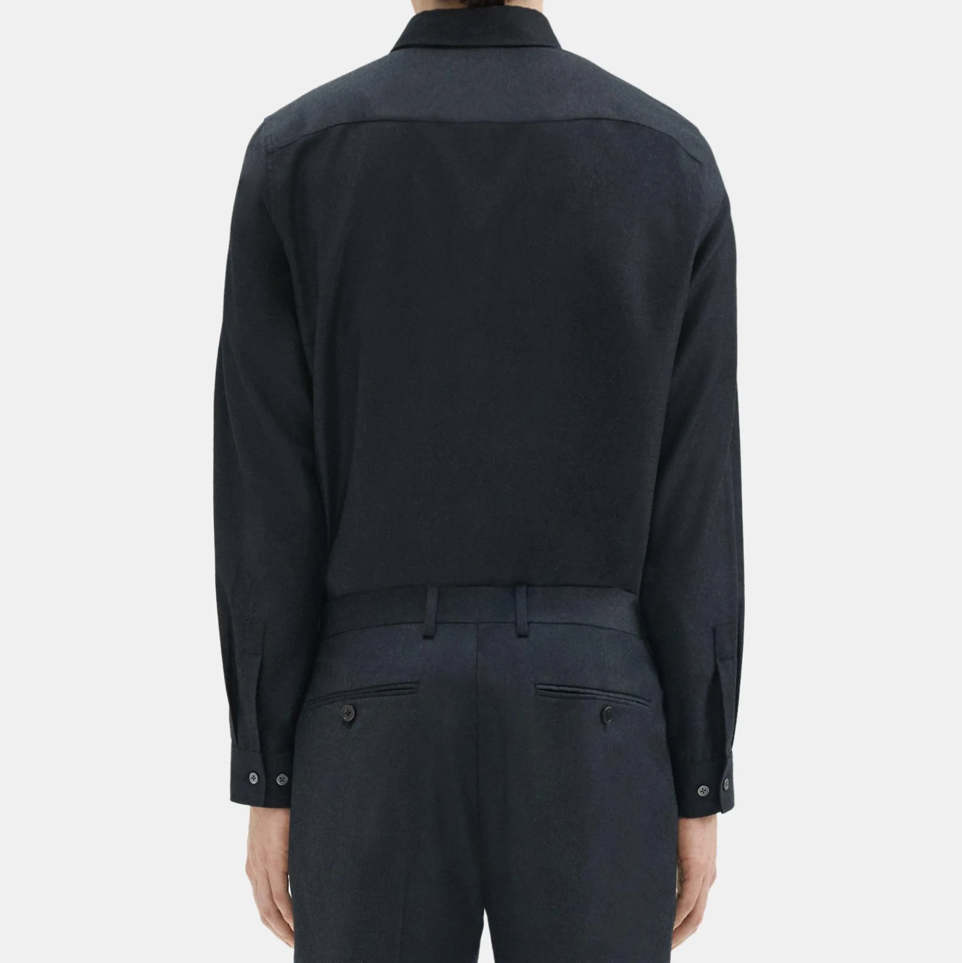 Theory Hugh Shirt In Wool Flannel-Men Shirts