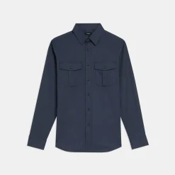 Theory Irving Military Shirt In Cotton-Blend Twill-Men Shirts