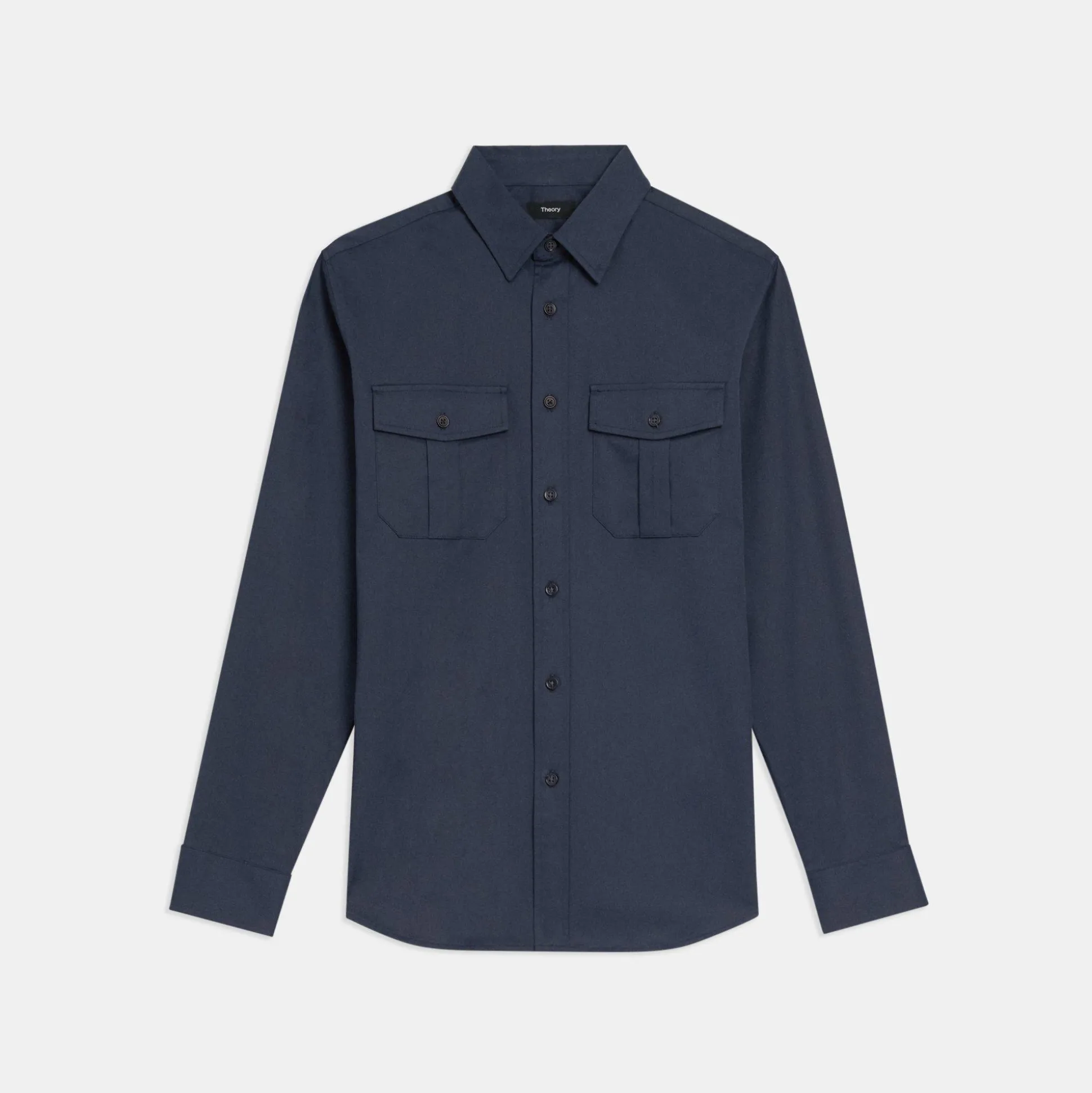 Theory Irving Military Shirt In Cotton-Blend Twill-Men Shirts