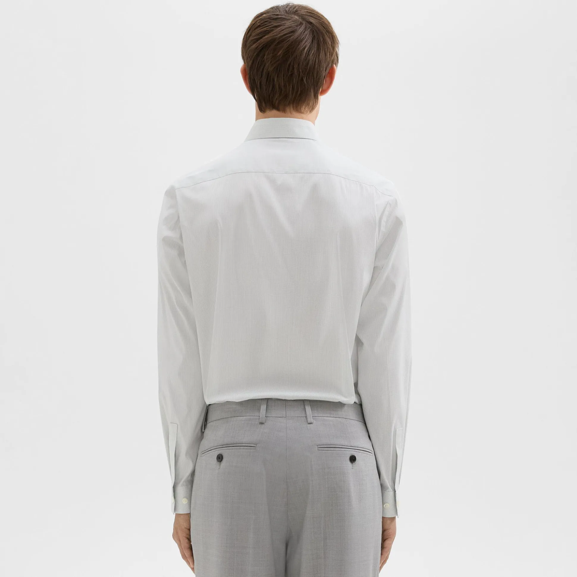 Theory Irving Shirt In Checked Stretch Cotton-Men Shirts