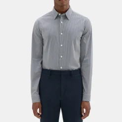 Theory Irving Shirt In Checked Stretch Cotton-Men Shirts