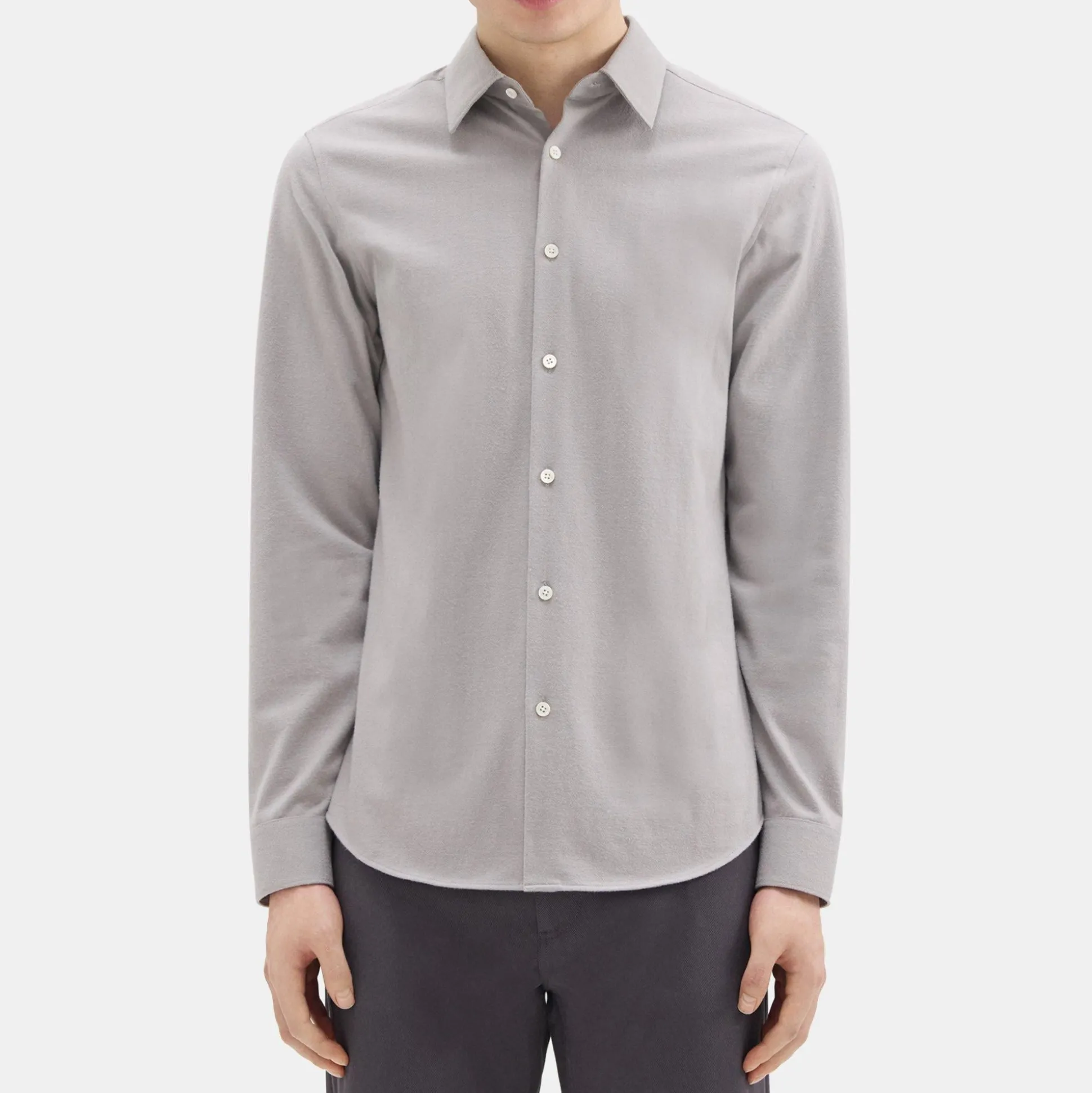 Theory Irving Shirt In Cotton Flannel-Men Shirts